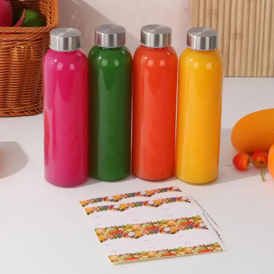 Set of 8 16oz Glass Water Bottles with Lids {4}