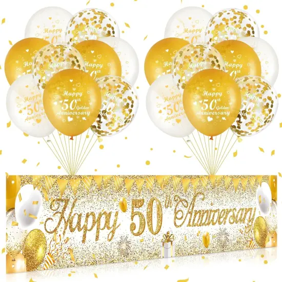 50th Wedding Anniversary Decorations White Gold {1}