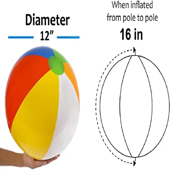 4E's Novelty 24 Pack Bulk Inflatable Beach Balls &ndash; 16"" Classic Rainbow Pool Balls for Swimming Pool {5}