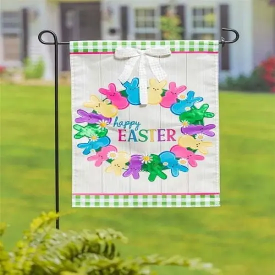 Colorful Bunny Wreath Garden Flag 2 Sided {2}