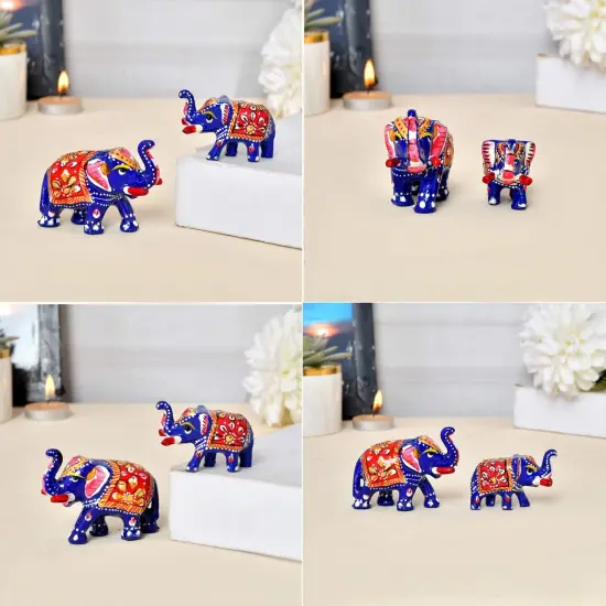 Handcrafted Rajasthani Elephant Statue for Home Decorations Ceramic Elephant Figurines Room Shelf Office Table Living Room Boho Decor Elephants Gifts for Women Good Luck Housewarming Gift {3}