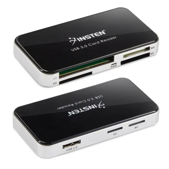 Insten Card Reader USB 3.0 with USB A Cable, 6 in 1 Compatible with SD, microSD, TF, MS, CF, XD, and M2 Cards, Black {3}