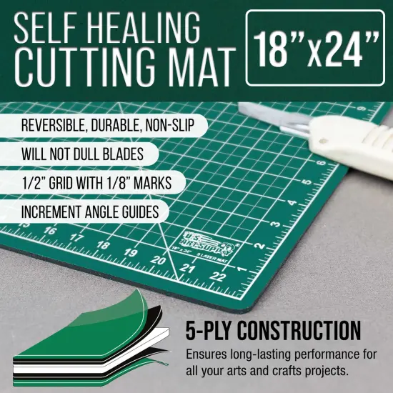 18" x 24" Self-Healing Cutting Mat 5-Ply - Double-Sided Green/Black Craft Mat, Non-Slip Cutting Mats for Crafts, Sewing, Quilting, Scrapbooking {2}