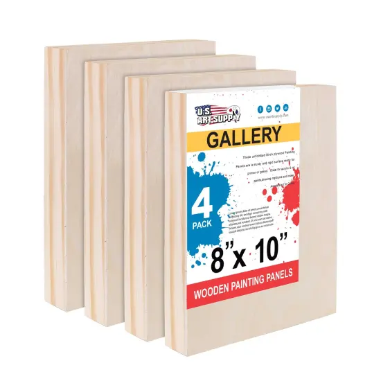 Unfinished Birch Wood Canvas Panels for Painting, 4 Pack of 8x10 inch - Artist Gallery 1-1/2" Deep, Wooden Wall - Mixed-Media Craft, Acrylic, Oil, Encaustic, Paint Pouring {1}