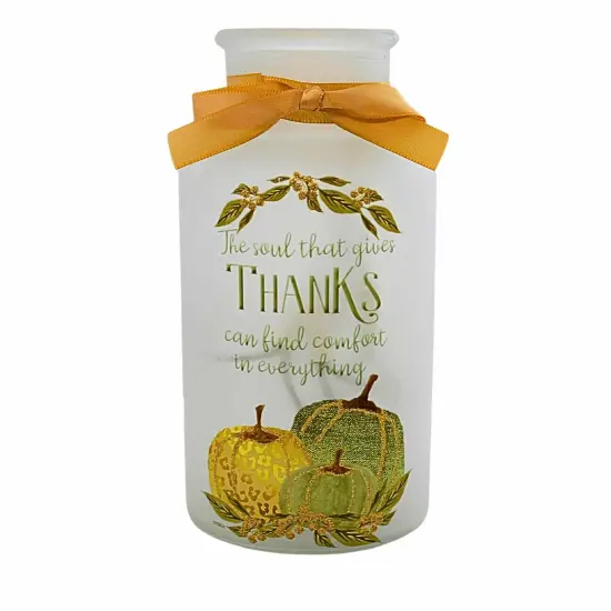 Stony Creek 7.0 Inch Beautiful Bounty Pre-Lit Sm Jar Thanksgiving Lighted Glass Accent , Thanksgiving Decor Autumn Thanksgiving THANKS {3}