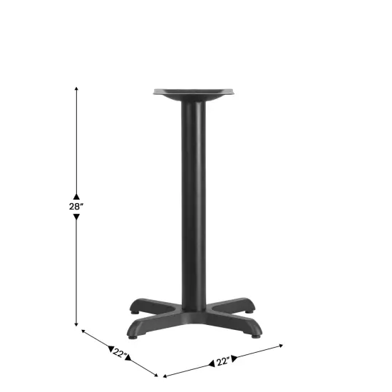 Emma and Oliver 22'' x 22'' Restaurant Table X-Base with 3'' Dia. Table Height Column Black {5}