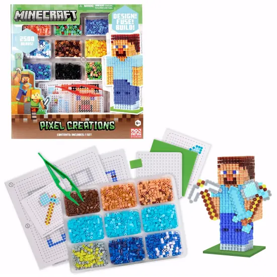 Tara Toy: 3D Pixel Creations - Minecraft - 2500 Beads Kit, DIY Your Own 3D Character Figure, Design-Fuse-Display, Building Art & Craft Set, Licensed {3}