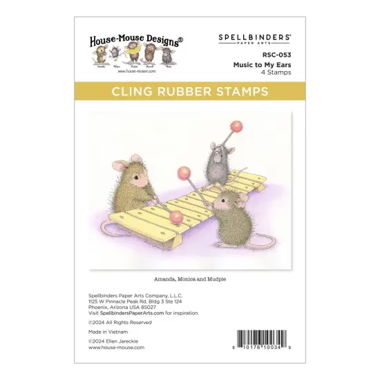 House Mouse Cling Rubber Stamp-Music To my Ears, Rare Bloom {1}