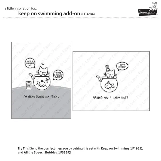 Lawn Fawn Clear Stamps 3"X4"-Keep On Swimming Add-On {3}