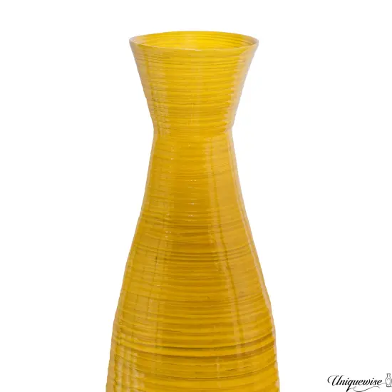 Uniquewise 24" Tapered Cylindrical Tall Bamboo Floor Vase with Flared Trumpet Top Decorative Accent for Dried Flowers Pampas Grass and Branch Arrangements Stylish Home and Office Decor Piece Yellow {6}