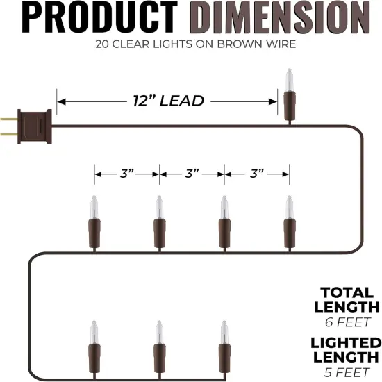 20 Clear Mini Christmas String Lights - 6 FT {2}