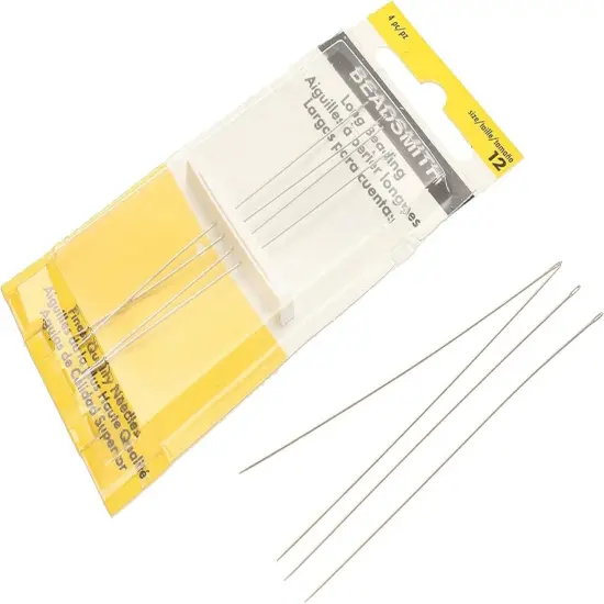 The Beadsmith Extra Long Beading Needles &ndash; Size 12, Card of 4 Needles &ndash; for Loom Weaving Beadwork, Pearl Stringing and Jewelry Making with Seed Beads {1}