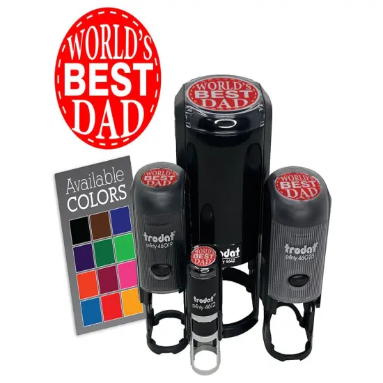 World's Best Dad Globe Father's Day Self-Inking Rubber Stamp Crafting Planners Fuchsia {7}
