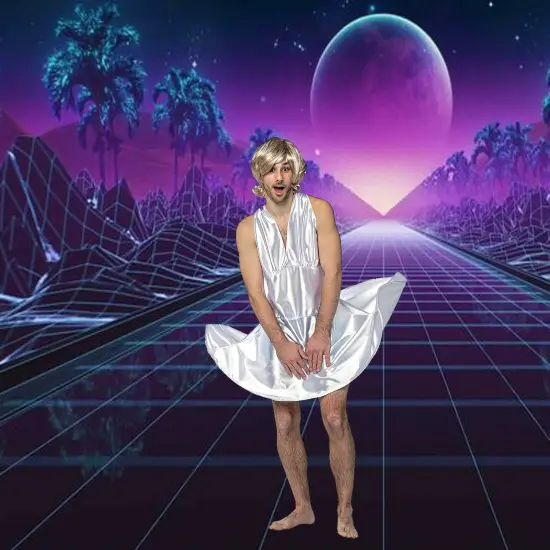 Miss Manroe Funny White Dress Costume for Men Halloween Party Outfit {4}