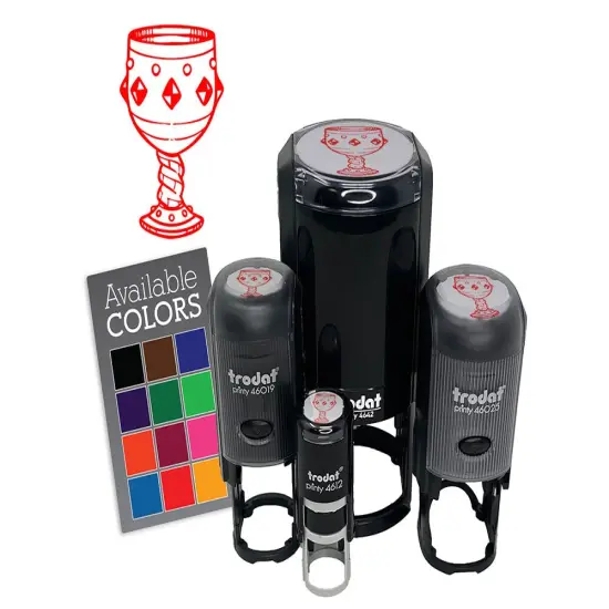Goblet Chalice Bejeweled Medieval Cup Grail Self-Inking Rubber Stamp Crafting Yellow {7}