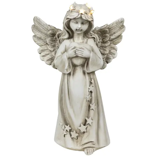 Northlight LED Lighted Angel Holding Heart Statue - 11.75" Beige {3}