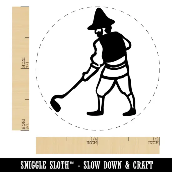 Medieval Farmer Peasant Tilling Land Garden Self-Inking Rubber Stamp Crafting Dry Pad {1}