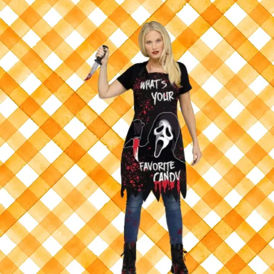 Adult Scream Ghostface Horror Apron Costume Accessory Halloween Scary Printed Kitchen Prop One Size {1}