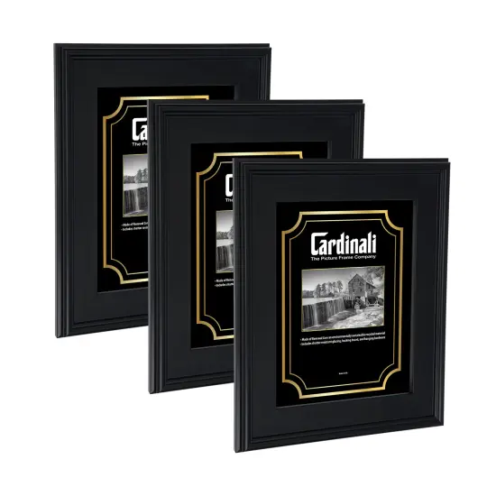 Cardinali Plein Air, Black 9x12" Picture Frame with Acrylic Glazing & Cardboard Backing, for Photography or Canvas Frame, 3 Wide Moulding, 1/2 Rabbet Depth, D-Ring Hangers Included {1}
