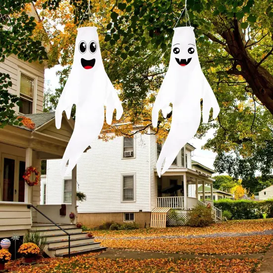 2PCS Halloween Ghost Hanging Windsocks Decorations - 43 Inch {1}