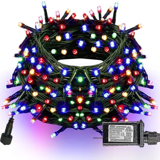 66FT 200 LED Connectable Green Wire Christmas String Lights {1}