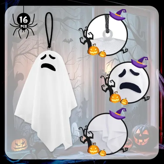 16 Pack Halloween Small Ghost Ornaments {2}