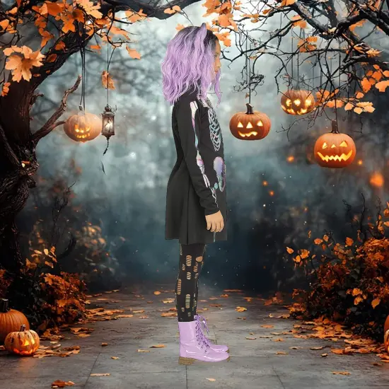 Shimmer Skeleton Halloween Dress for Girls {5}