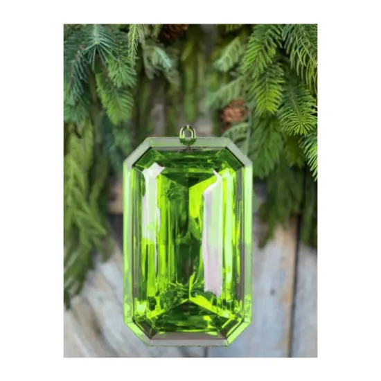 8" Acrylic Rectangle Jewel Ornament: Lime Green {4}