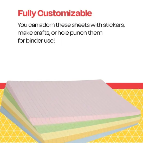 School Smart Colored Lined Paper, 8-1/2 x 11 Inches, 500 Sheets {6}