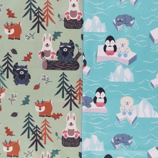 Mook Fabrics Buddies Printed PUL Fabric [60 in. Wide] - By The Yard Polar Buddies Ocean {4}