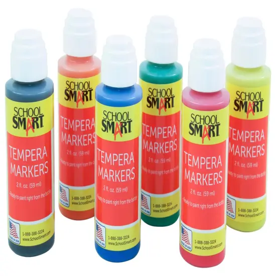 School Smart Tempera Paint Daubers, Poster Marker Set, Assorted Colors, Pack of 6 {4}