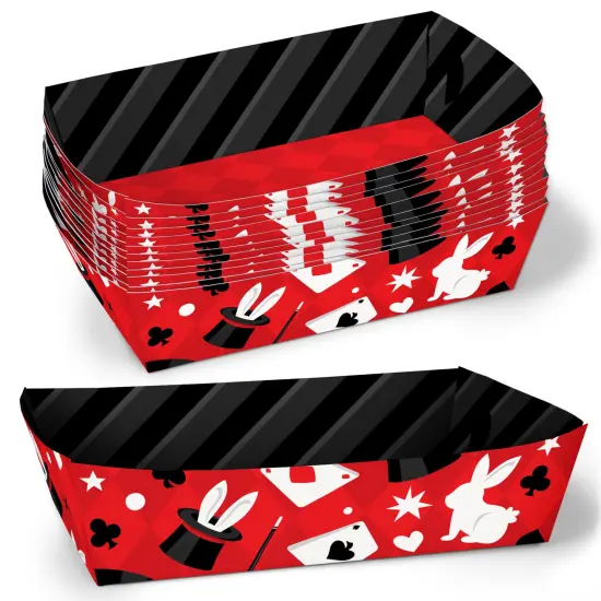 Big Dot of Happiness Magic Show Party Paper Food Trays, Disposable Double-Sided Paper Food Holders for Nachos, Hot Dogs, French Fries - 12 Ct {1}