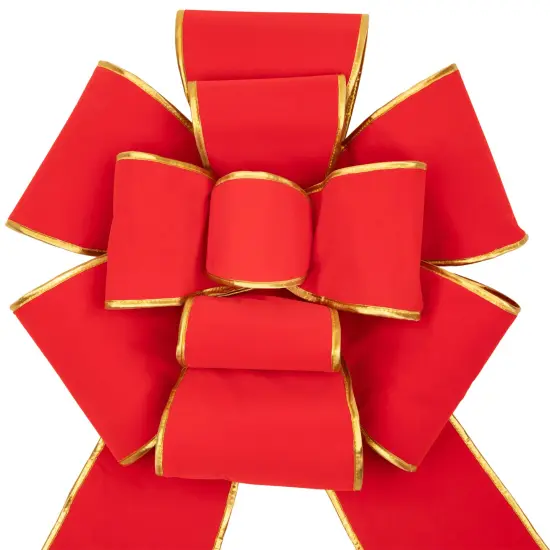 Northlight Giant 3D 11-Loop Velveteen Commercial Christmas Bow with Trim - 40" - Red and Gold {4}