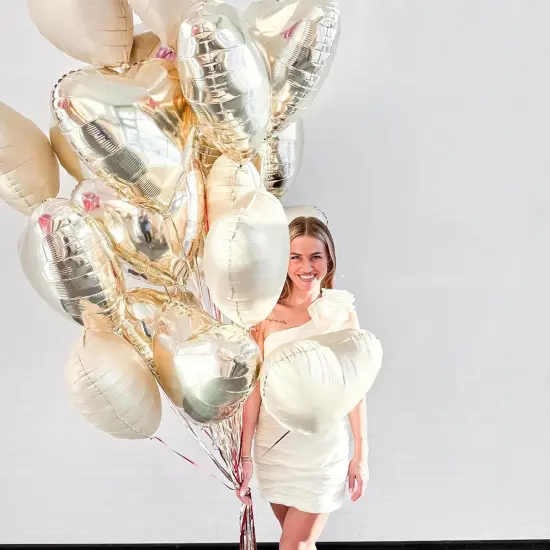 Champagne Gold Heart Balloons,12Pcs Light Gold Heart Shaped Foil Balloons,18Inch Gold Helium Mylar Balloon for Baby Shower Birthday Anniversary Wedding Party Decorations {2}