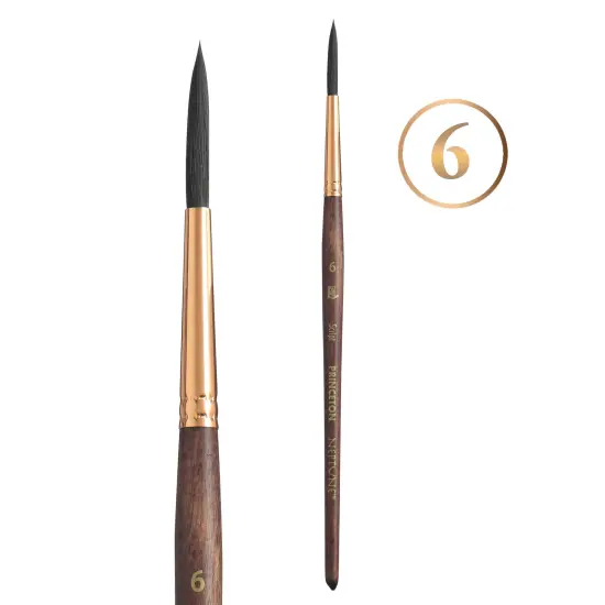 Princeton Series 4750 Neptune Synthetic Squirrel Brush-Short Handle Script Liner Size 6 {2}