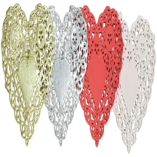 School Smart Paper Die-Cut Heart Lace Doily, 4 Inches, Assorted Color, Pack of 100 {1}