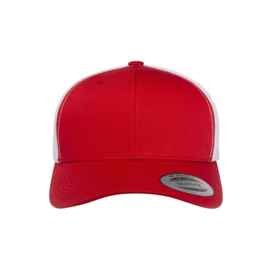 YP Classics&reg; Adult Retro Trucker Cap Vintage & Stylish Fit RED/ WHITE {1}