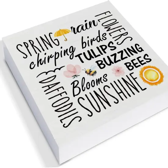 Spring Quote Wooden Box Sign Farmhouse Wood Box Sign Spring {3}