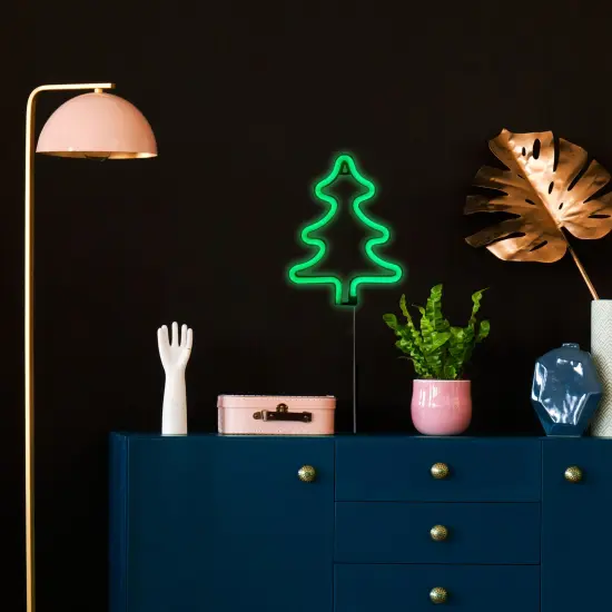 Northlight LED Christmas Tree Neon Lighted Decoration - 9.5" - Green {4}