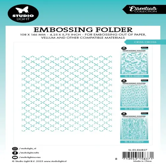 Studio Light Essentials Embossing Folder-Nr. 27 Criss Cross {3}