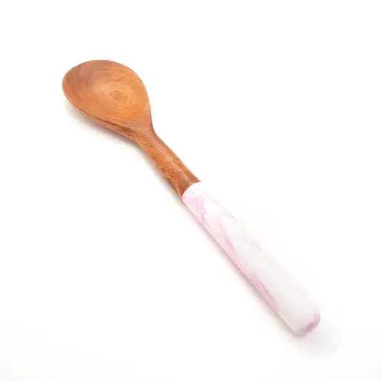 Marble & Wood Salad Server-Set of 2, 12"X3" Pink {3}