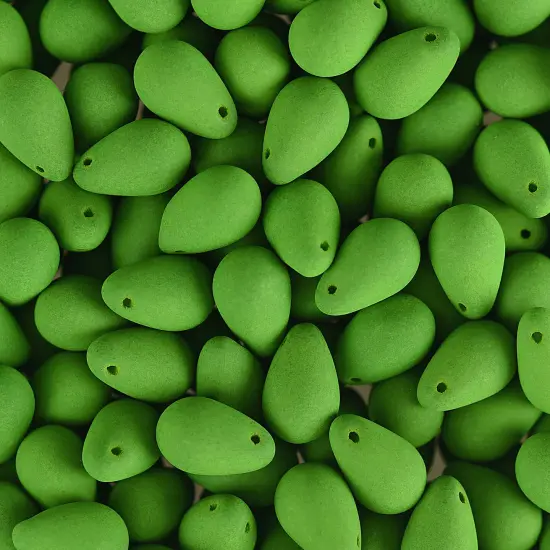 John Bead 114pcs 6x9mm Czech Glass White Alabaster Velvet Drop Bead Strands Green {2}