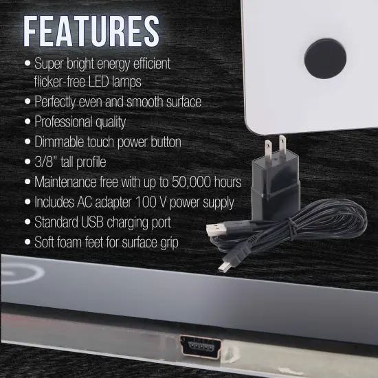 Lightmaster 18.75" Diagonal A4 LED Light Box Board - 9" x 12", Light Board Tracing Pad with Dimmable 12V Lamps, Artist Lightbox for Tracing, Drawing, Diamond Painting {4}