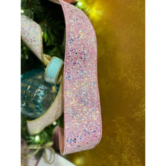 2.5" Glitter Confetti Ribbon: Pink (10 Yards) {2}