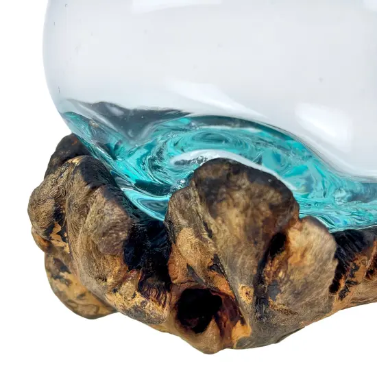 Melted Glass On Burl Wood Decorative Bowl/Vase/Terrarium Planter {4}