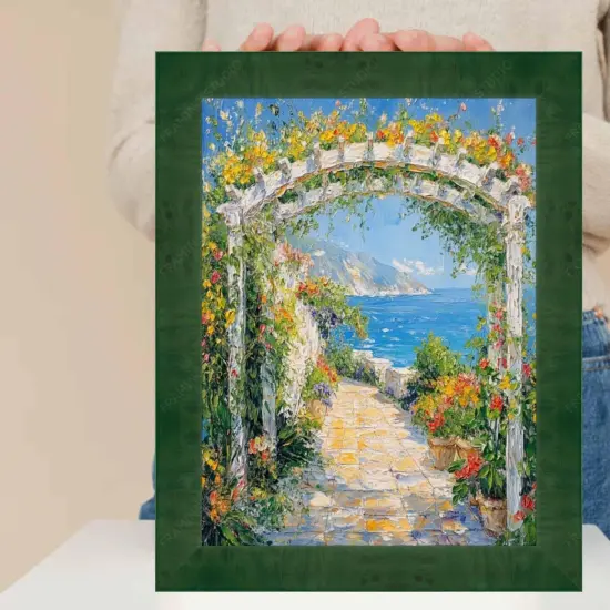 Green Burl Wood Flat Picture Frame 8.5x11 frame {7}