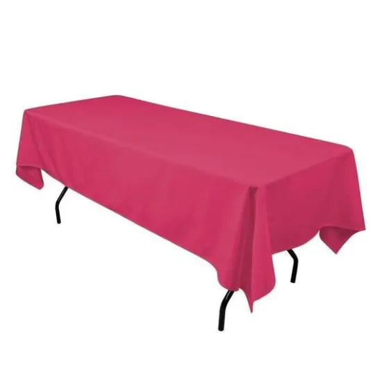 1 Yard Fuchsia Polyester Rectangle Tablecloth 60 Inch Width Washable Perfect for 6 Foot Table {1}