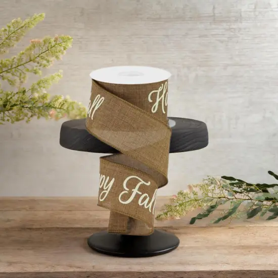2.5" Happy Fall Yall Ribbon: Tan (10 Yards) {4}