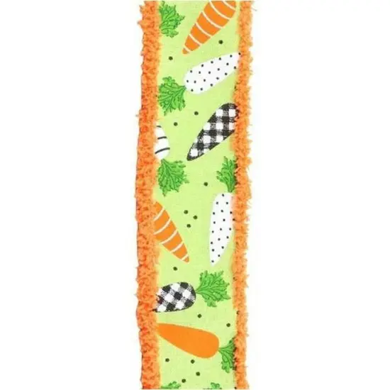 1.5" Pattern Carrots Drift Edge Ribbon: Bright Green (10 Yards) {2}
