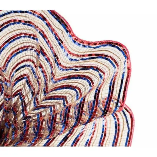 10" All Foil Thin Stripes Mesh Ribbon: Red, Natural, Blue (10 Yards) {2}